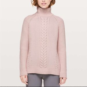 Lululemon Pink Cable Knit Mock Neck Sweater Size 8